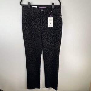 Gloria Vanderbilt Womens 12 Leopard Amanda Pants Ponite Velvet Black 31” Inseam
